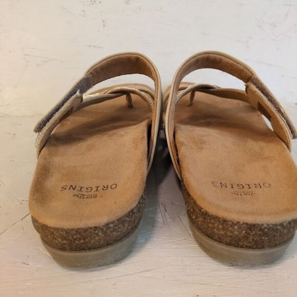 Earth Origins 9M Women's Wheat Beige Nubuck Toe-Post Slide Sandals Ossi - Picture 3 of 10